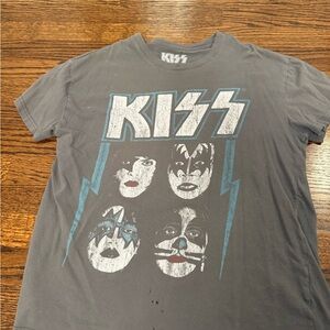 Vintage Kiss Logo T-Shirt in Dark Gray